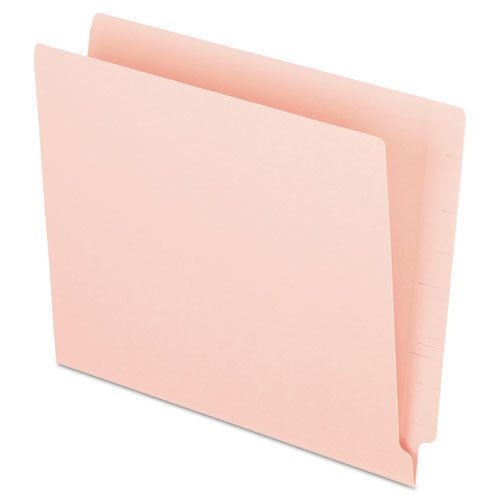 Reinforced End Tab Folders, Two Ply Tab, Letter, Pink, 100/Box