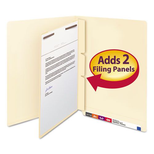 Manila Self-Adhesive End/Top Tab Folder Dividers, Two Fasteners, Letter, 100/Box