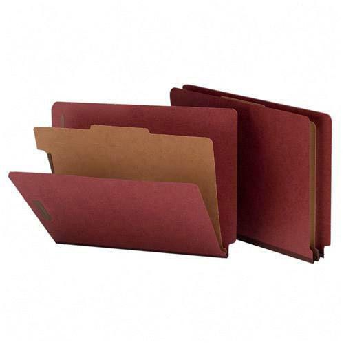 Smead 26855 End Tab Classification Folders, Letter, Four-Section, Red, 10 / Box