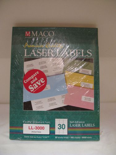 Maco Premium Quality Laser Labels Self-Adhesive 1&#034; x 2 5/8&#034; LL-3000 Avery 5160