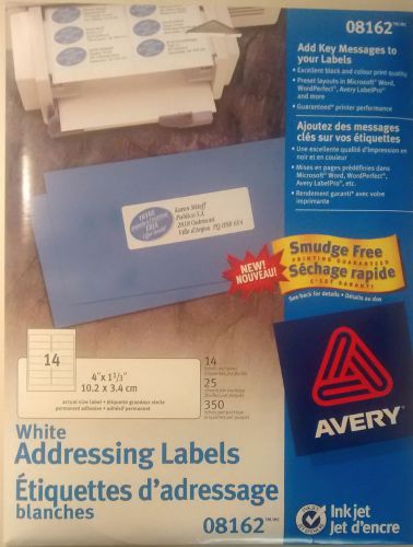 Avery 8162 White Addressing Labels - Ink Jet Mailing Labels, 1-1/3 x 4, 350 pack