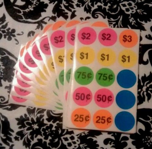 30 - 3/4&#034; Removable Garage Sale Price Tag Florescent Sticker Avery Labels