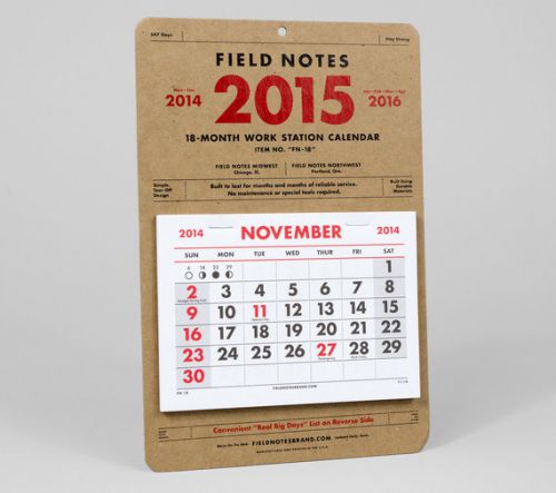 Field Notes 2015 18 Month Work Station Calendar