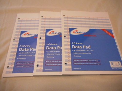 Ampad, Data Pad 9 Columns, Office Supply, 50 Sheets Per Pad
