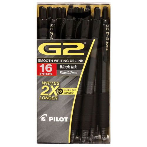 Pilot G2 07 Gel Roller Ball Retractable Fine Black 16 Pens