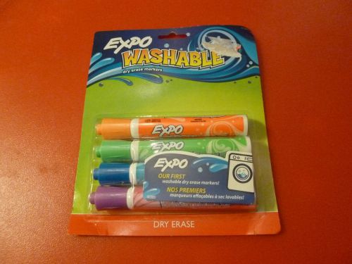 New in Package Expo Washable Dry Erase Markers 4 count  ~ Bullet Tip