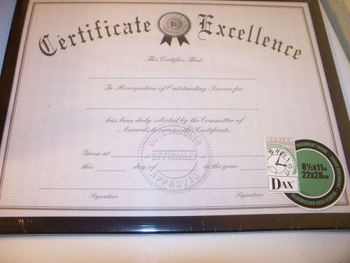 Lot of 4 DAX N17000N Certificate of Excellence Award Blank With Frame 8 1/2 x 11