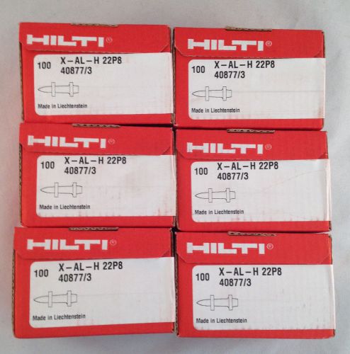 Lot of 6 Boxes of 100 Hilti Rivets X-AL-H 22P8 40877/3