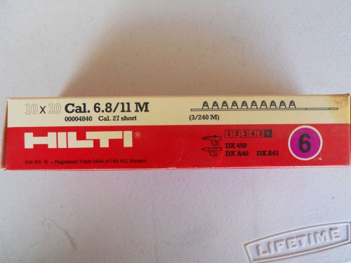 Hilti Cartridge 6.8/11 M .27 cal  Use with dx A40,dx A41 DX 450 (100 count)
