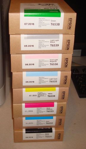 Epson Stylus Pro 4900 Hdr Ink Ctg, Lot of 8. T6531, 32, 33, 34, 35, 36, 39, 53B