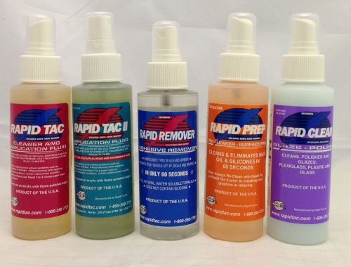 5 pc. 4 oz. pack -rapid tac/ rapid tac 2/ rapid remover/ rapid clear/ rapid prep for sale