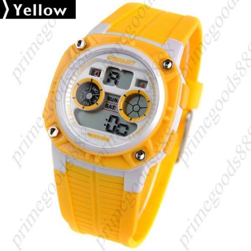 LED Digital Wrist Week Date Hour Minute Second Display Unisex in Yellow