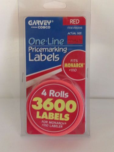 Garvey One Line Price Marking Labels Red  Fits Monarch 1110 Labeler 4 Rolls New