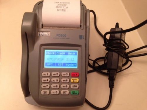 First Data FD 200 Terminal With Power Cables, Paper - Excellent Condition