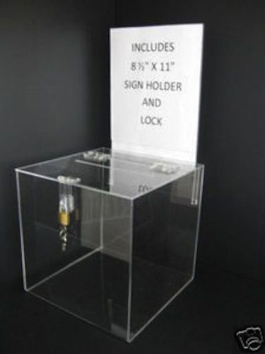 8x8x8 Clear Acrylic Locking Ballot Box Sign Holder    Lot of 4    DS-SBB-88H-4