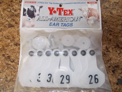 Y-tex all-american small numbered ear tags #26-50 - multiple colors!! for sale