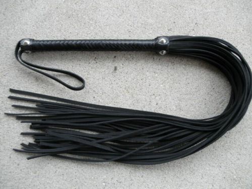 NEW BLACK Cat Of 36 SLIM Tails Flogger Leather 9 Nine w/ STUDS - HORSE TRAINER