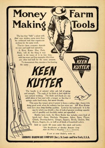 1907 ad e. c. simmons hardware keen kutter farm tools - original advertising cg2 for sale