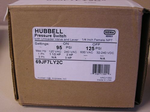 69JF7LY2C PRESSURE SWITCH 95-125PSI Z-D PS3535 Furnas/Hubbell Old# 69MB7LY2C