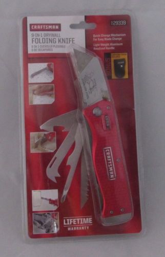 Craftsman 9-in-1 Folding Utility Knife,For Drywall Cutting,with Pouch New Red