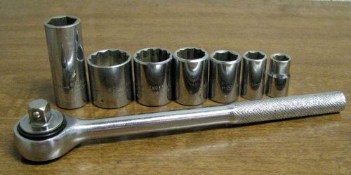 Challenger by proto 7 sockets 3/8&#034; sq dr usa &amp; unmarked 3/8&#034; ratchet for sale