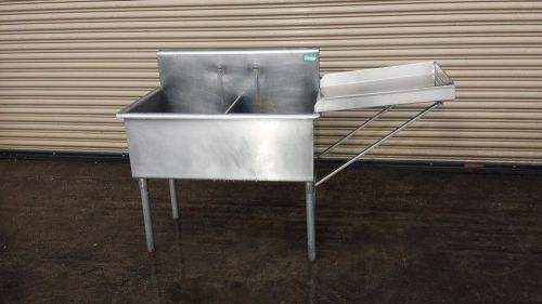 2 Compartment Commercial SS Sink with Right Hand Prep Area
