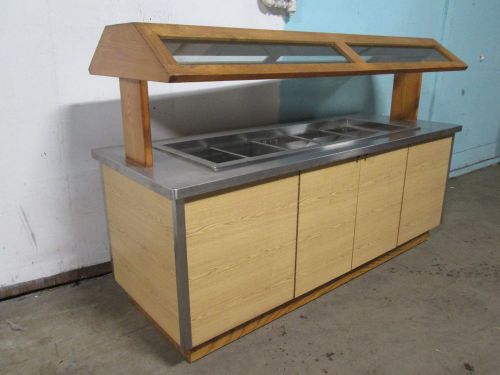 H.D. COMMERCIAL HIGH END WOOD FINISH LIGHTED REFRIGERATED 96&#034;L SALAD BAR BUFFET