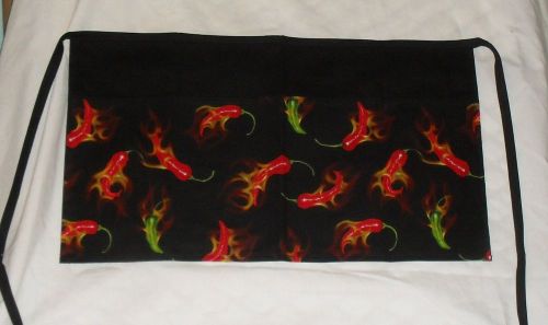 Waitress/Server Apron Flaming Chili Peppers Design