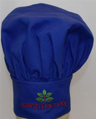Earth Friendly Tree Branch Royal Blue Earth Day Puff Kitchen Chef Hat Adult Size