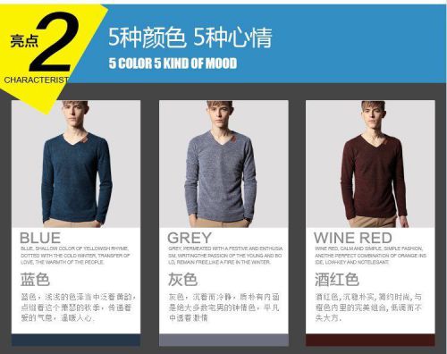 2014 new men&#039;s long-sleeved v-neck sweater sweater fashion men&#039;s casual sweater