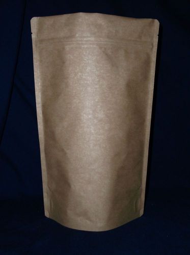 2oz Paper/Foil Stand Up Zip Pouch Natural Kraft-50 Pack