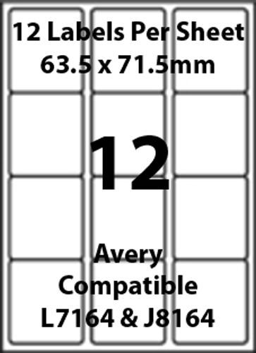 Avery L7164 Compatible Inkjet/Laser - 12 Blank Address Labels - 20 Sheets