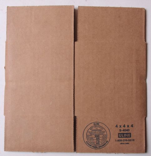 (2) 4x4x4&#034; box - corrugated uline s-4040 singlewall 200/84/75/65 mailing - new for sale