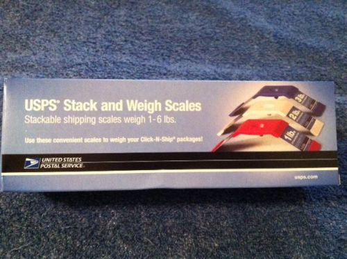 Usps postal stack &amp; weigh scales 1 - 6 lbs 3 pc set no batteries required nib for sale