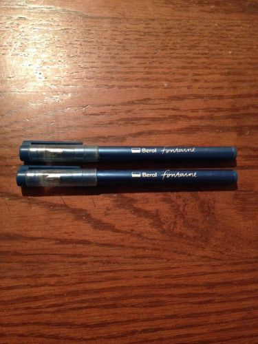 2 Vintage Berol Fontaine Metal Nib Fountain Pen - Blue Ink