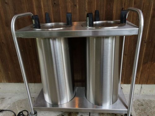 Shelleymatic lowerator mobile heated 9&#034; dual plate dispenser/carrier/cart on cas for sale