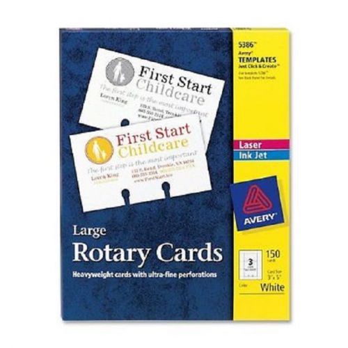 Avery laser Ink Large Rotary Cards 150 White 3&#034; x 5&#034; #5386