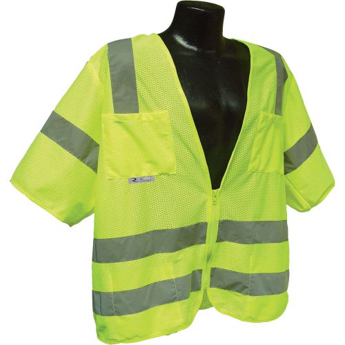 Radians Class 3 Short Sleeve Mesh Safety Vest -Lime, XL, # SV83GM
