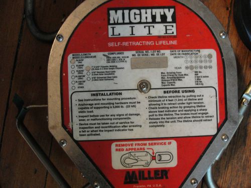 Miller Mighty Lite Self-Retracting Lifeline USED 3 Units 1 Lg 2 Small  3 for 1