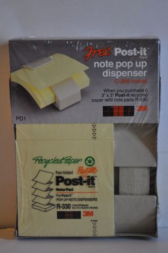 A-DP Post-It 6 Packages of 100 3x3&#034; R-330 with Note Pop Up Dispenser C-300 1991