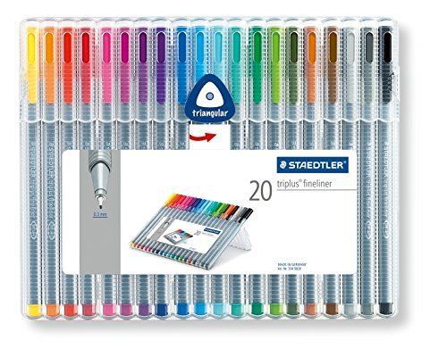 Triplus Fineliner Pens,.3mm , Metal Clad Tip 20/PK Assorted Color Bundle NEW