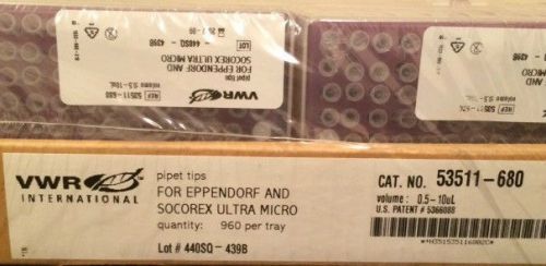VWR 53511-680,Pipet Tips, 0.5-10uL, Eppendorf &amp; Socorex Ultra Micro, Case of 960