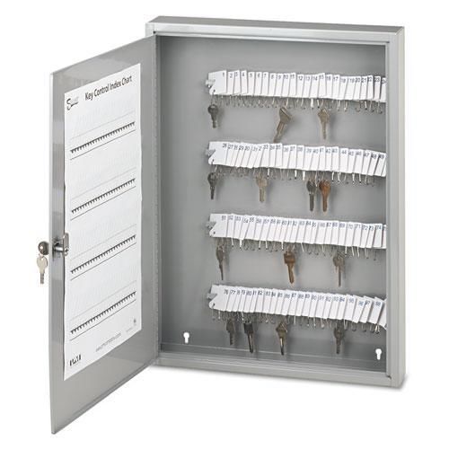 New pm company 4984 locking key cabinet, 100-key, steel, gray, 16 1/2 x 3 x 22 for sale