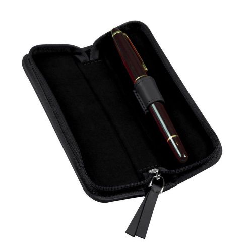 LUCRIN - Single-pen zip-up case - Smooth Cow Leather - Black