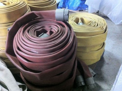 (9) 3&#034; x 50 feet, rubber attack fire hose angus, snap-tite, nh couplings for sale