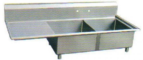 Stainless Steel 44.5&#034; X 22&#034; (2) Two Compartment Sink w Left Drainboard