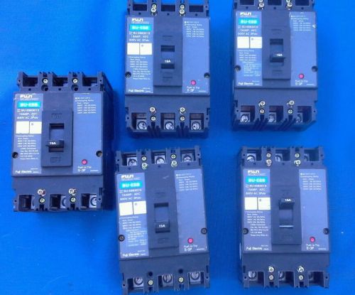 Lot of 5 Fuji Electric BU-ESB3015 Circuit Breaker 3 Pole 15 Amp 600 AC Volt