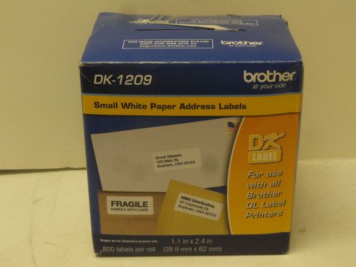 Brother DK-1209 White Paper Address Label Roll - 800 labels - FREE Shipping!