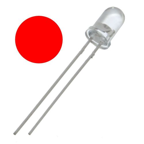 LED 10-Pack Red 5mm Round 635nm-640nm Clear Lens Short Leads 10x (10pcs)