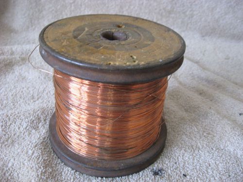 Vintage copper wire 30 awg ? 1900s *spool = 6 lbs 4oz &#034;waterbury conn~weeler co&#034; for sale